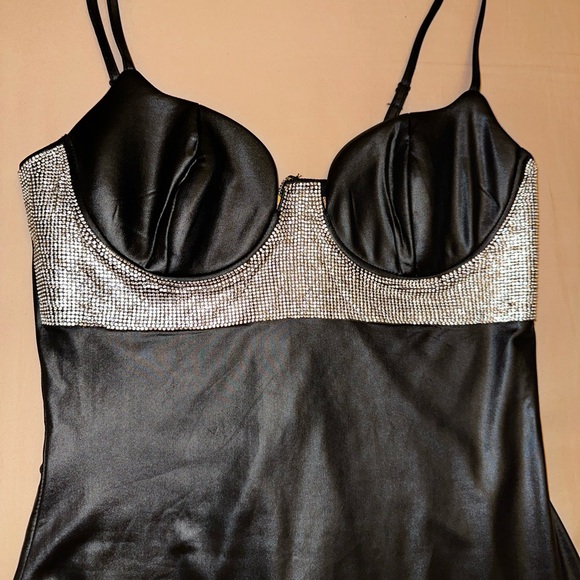 Sequin bustier leather mini dress Brand: Shop17 Size: Medium/ Never worn - Picture 3 of 4